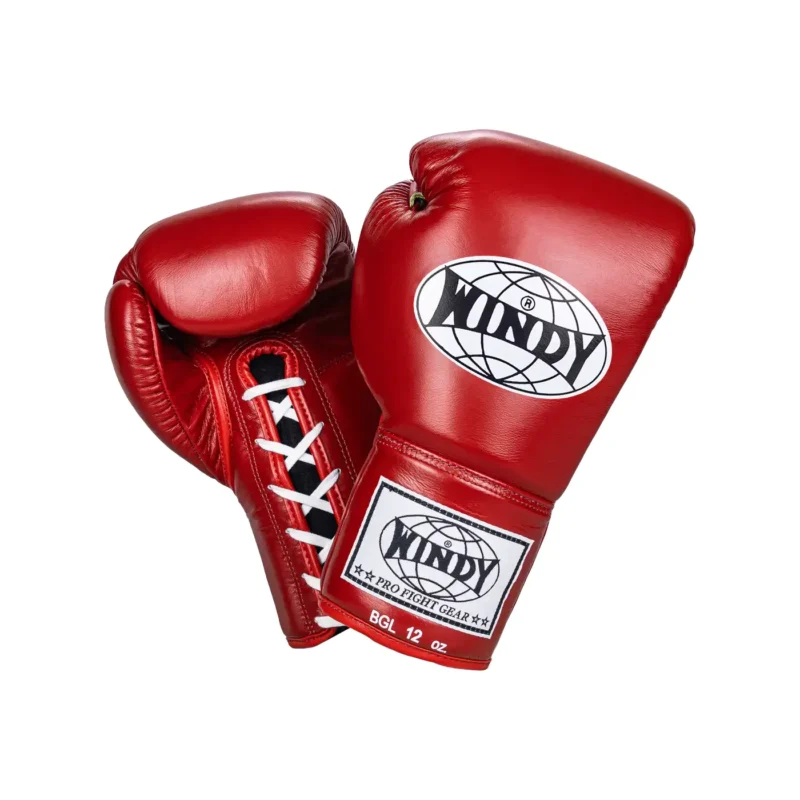 Windy Profi-Boxhandschuhe mit Schnürung Rot