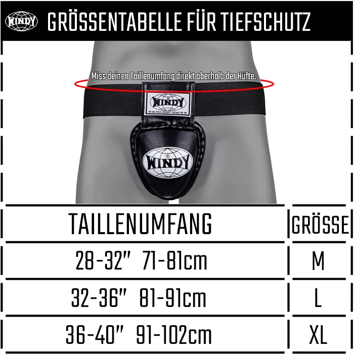 Größentabelle für Tiefschutz